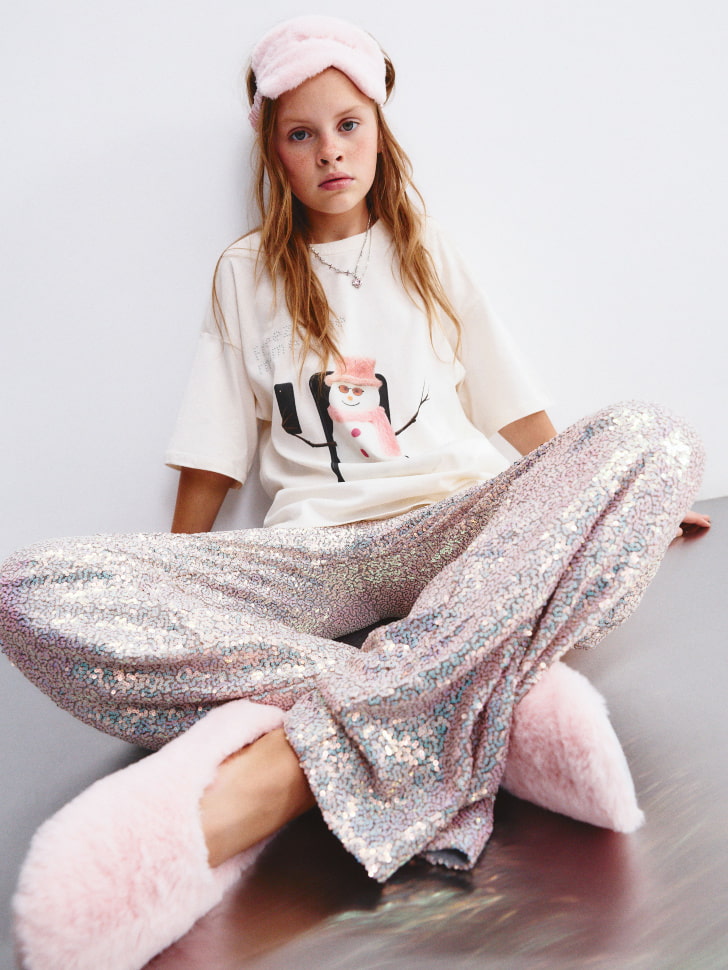 

Широкие брюки с пайетками для девочек, SL5811051504