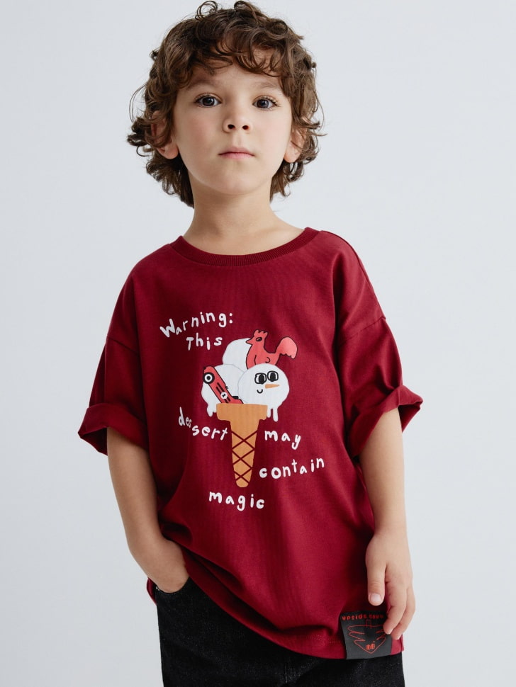 футболка оверсайз с новогодним принтом для мальчиков 4680798785929 фотография