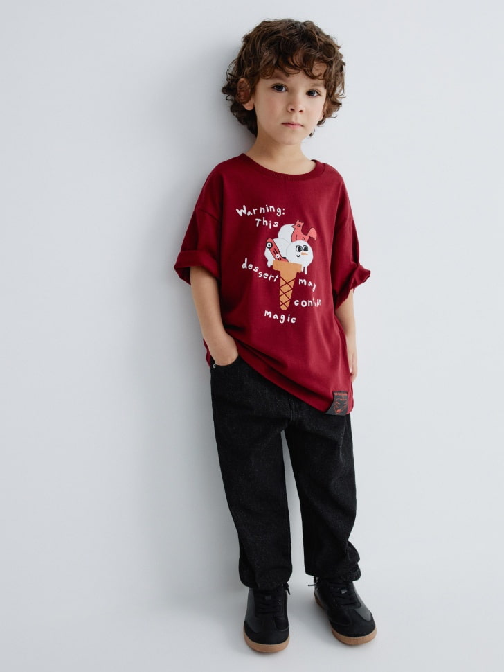 футболка оверсайз с новогодним принтом для мальчиков 4680798785929 по акции