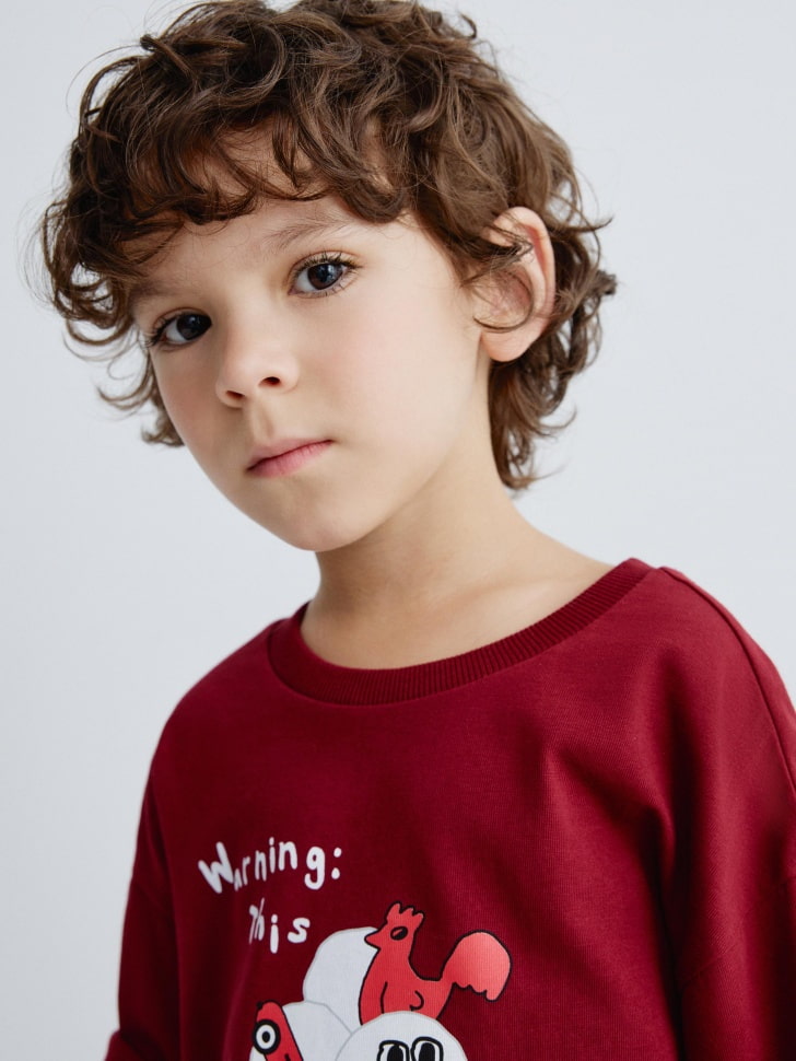 футболка оверсайз с новогодним принтом для мальчиков 4680798785929 в интернет магазине