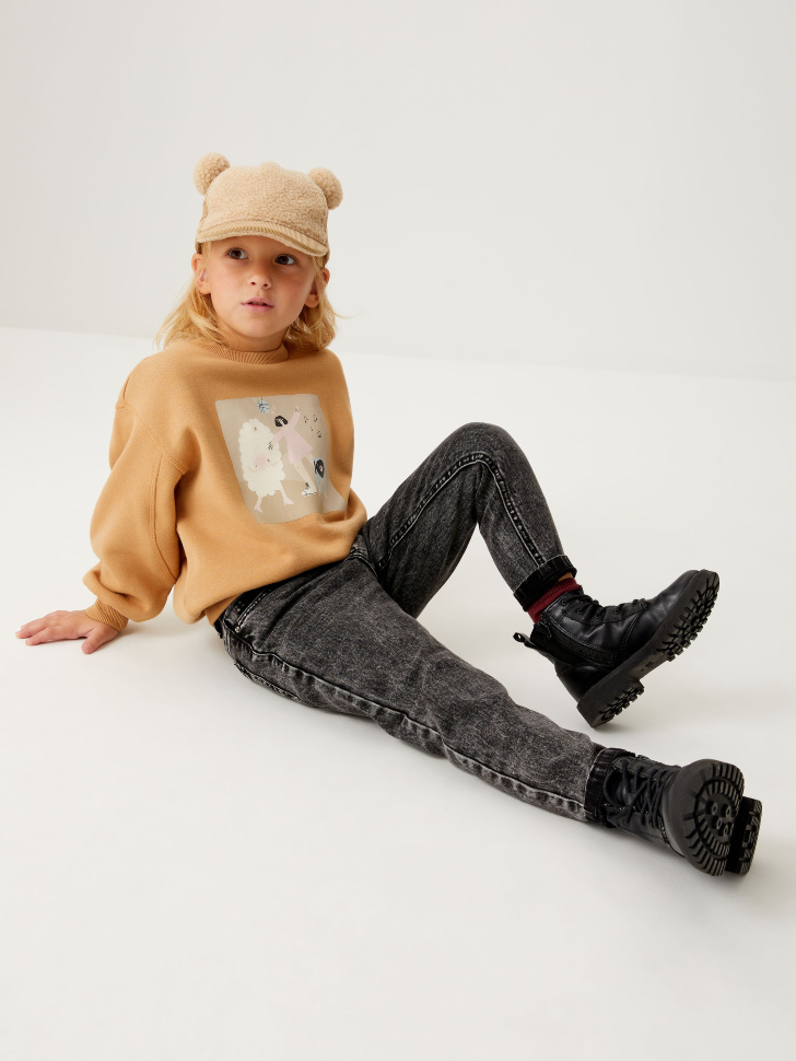 Джинсы Baggy Fit для девочек (серый, 104/ 4-5 YEARS) от Sela