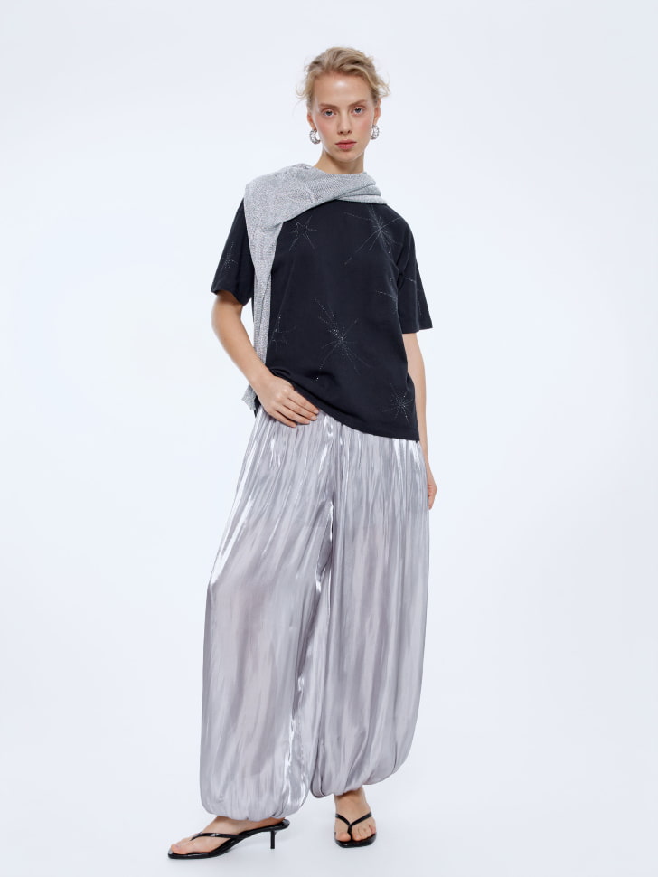 футболка оверсайз с принтом из страз 4610517257246 по акции