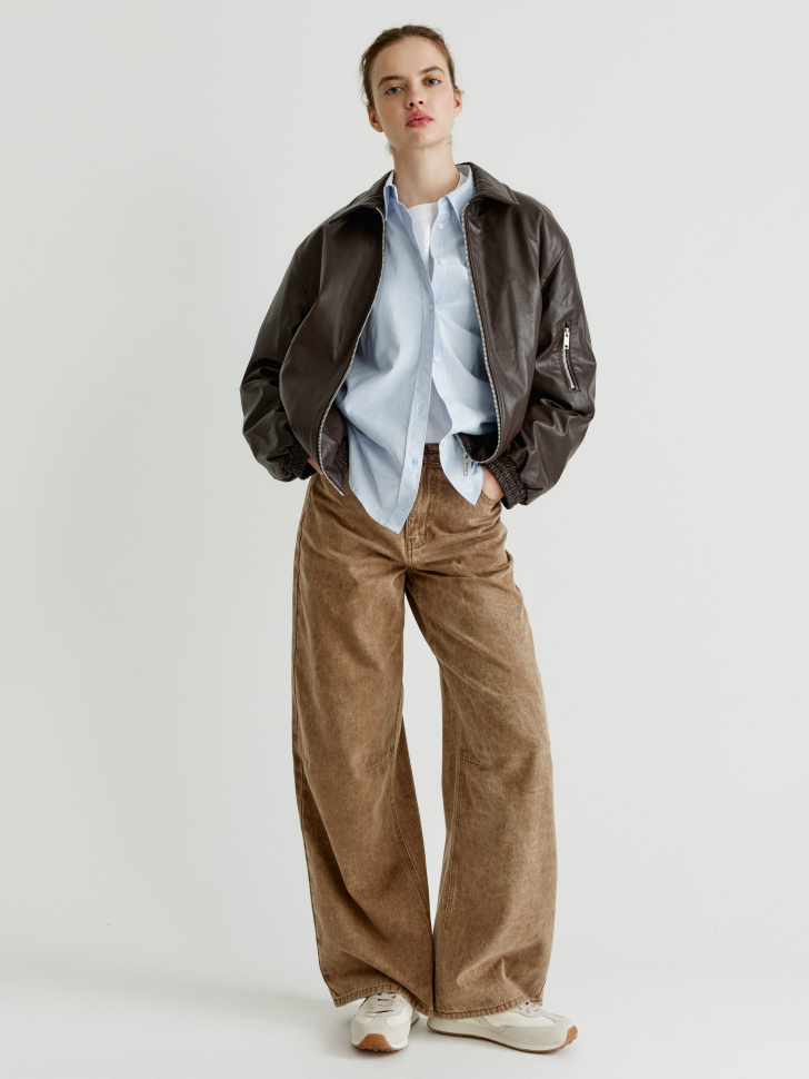 джинсы loose boyfriend из денима спереди