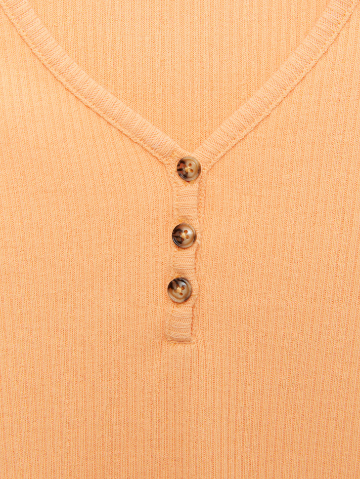 Трикотажная футболка в рубчик для девочек (оранжевый, 134) от Sela