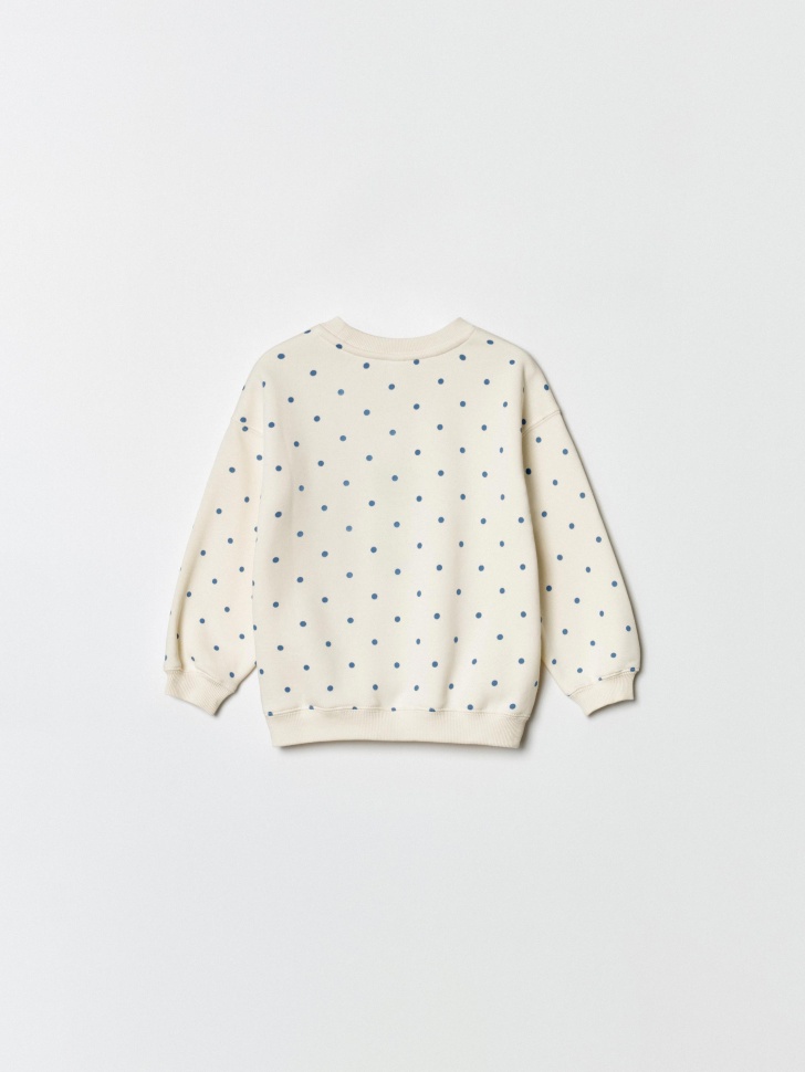 утепленный свитшот в горошек для девочек от бренда sela вид слева