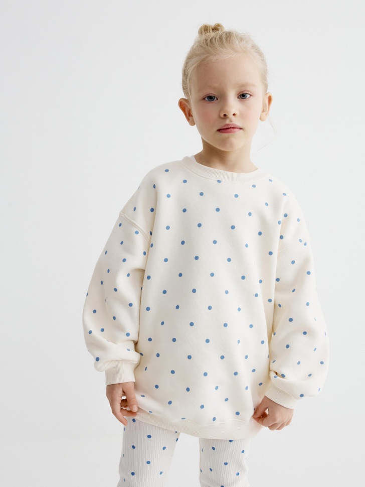 Утепленный свитшот в горошек для девочек 1499₽