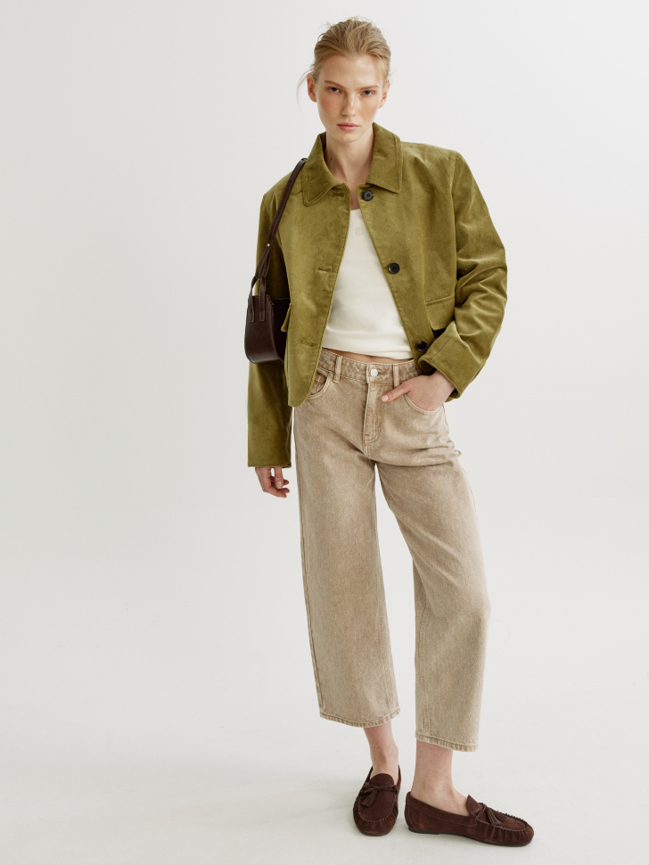 Джинсы SELA укороченные объемные со средней посадкой, синий, арт. 41997