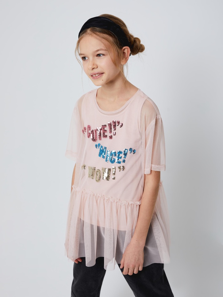 

Блузка из сетки для девочек, Розовый