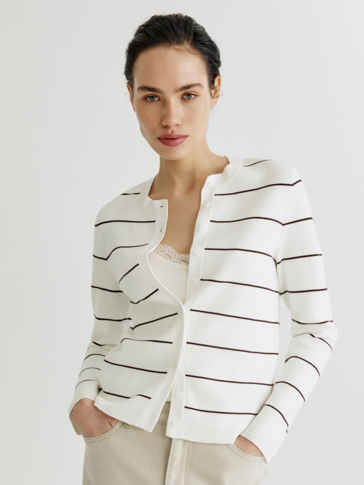 Вязаный кардиган SELA в полоску, разноцветный, арт. 39167