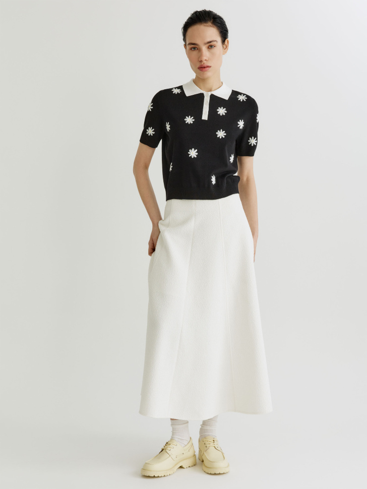 джемпер с цветочной аппликацией из вискозы спереди