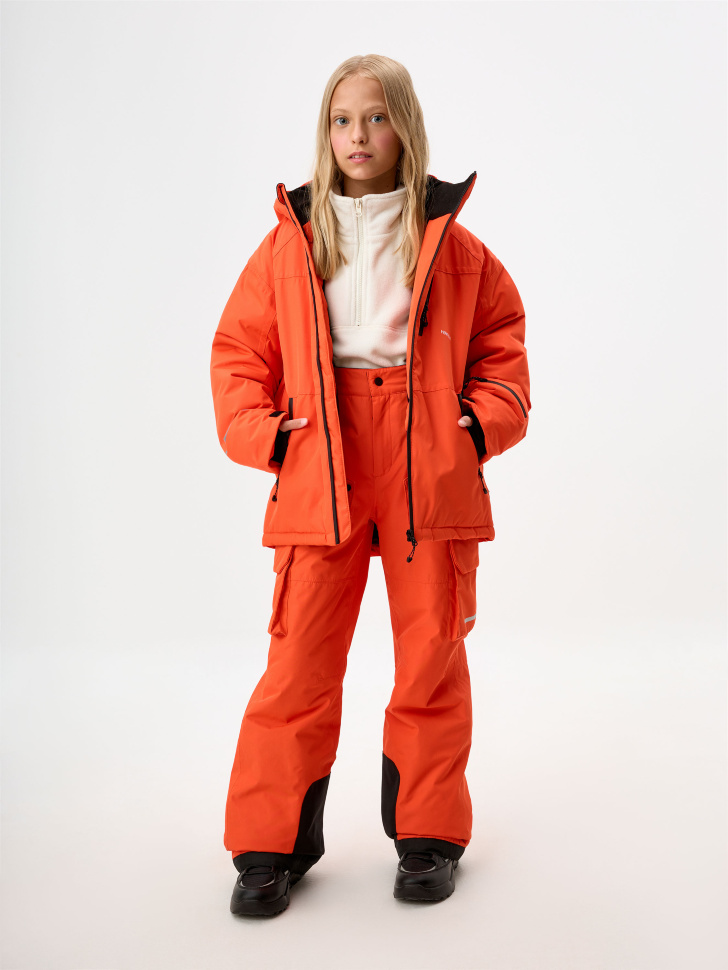 Горнолыжная куртка из технологичной мембраны с лямками для девочек - фото 3