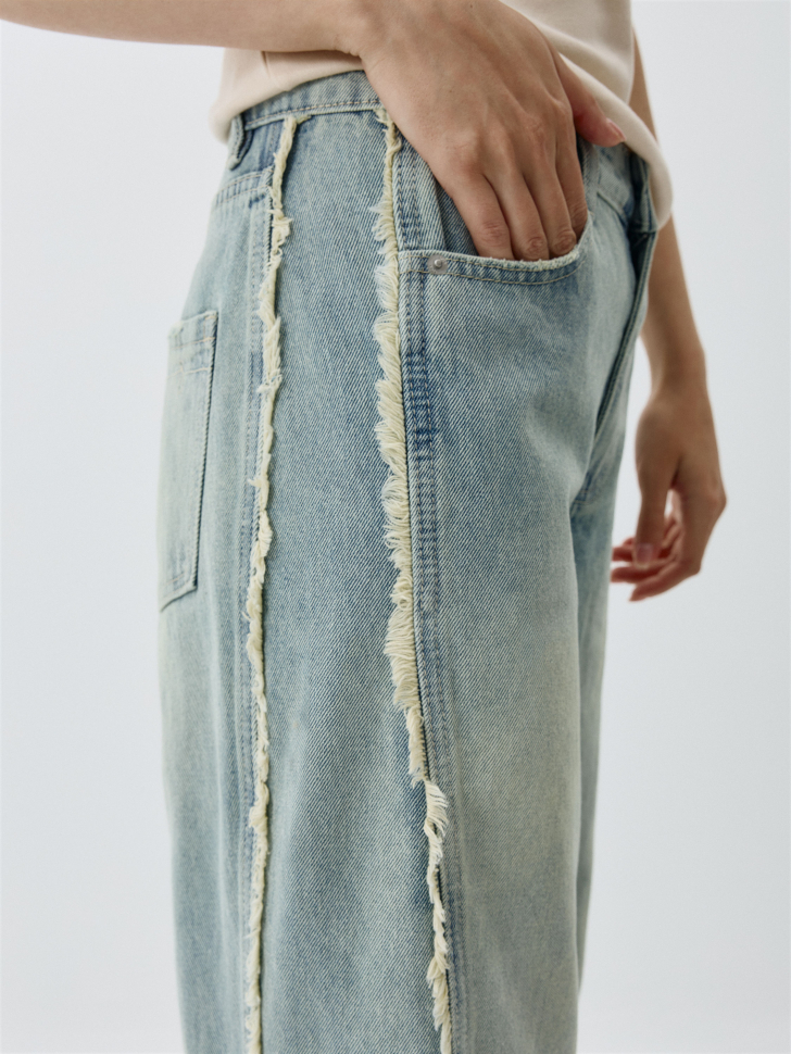 Винтажные джинсы Wide Leg с бахромой. Фото №2