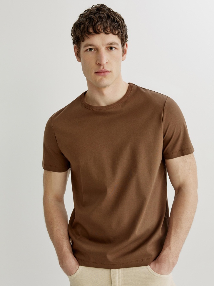 Футболка SELA из мерсеризованного хлопка, коричневый, арт. 42891