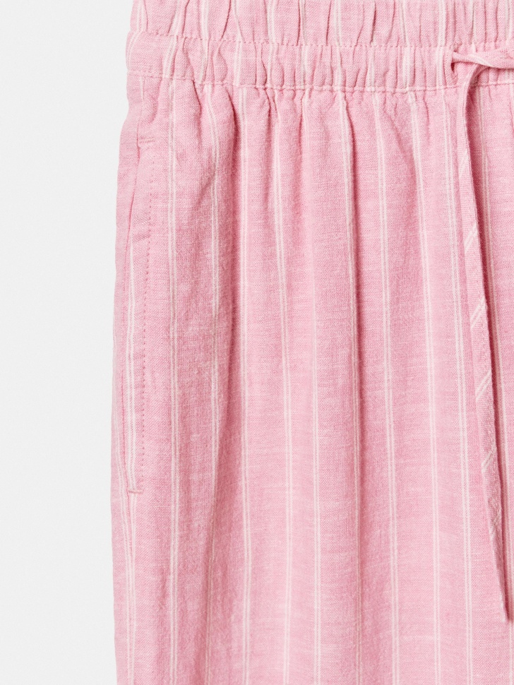 широкие брюки из смесового льна для девочек из россии вид сбоку