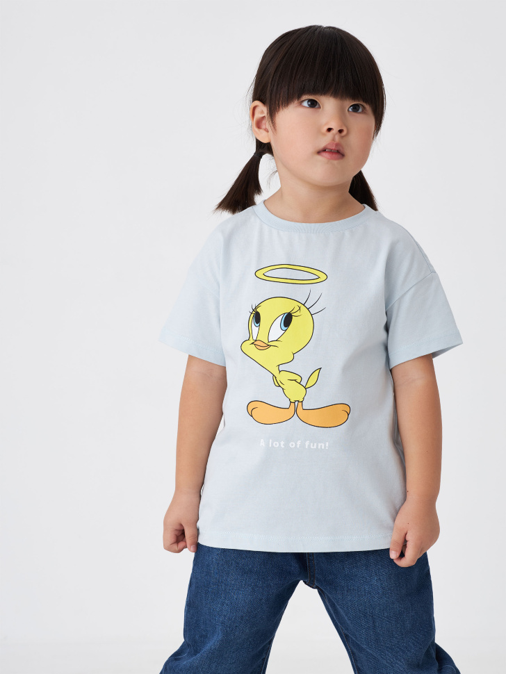 

Футболка с принтом Looney Tunes для девочек, Голубой