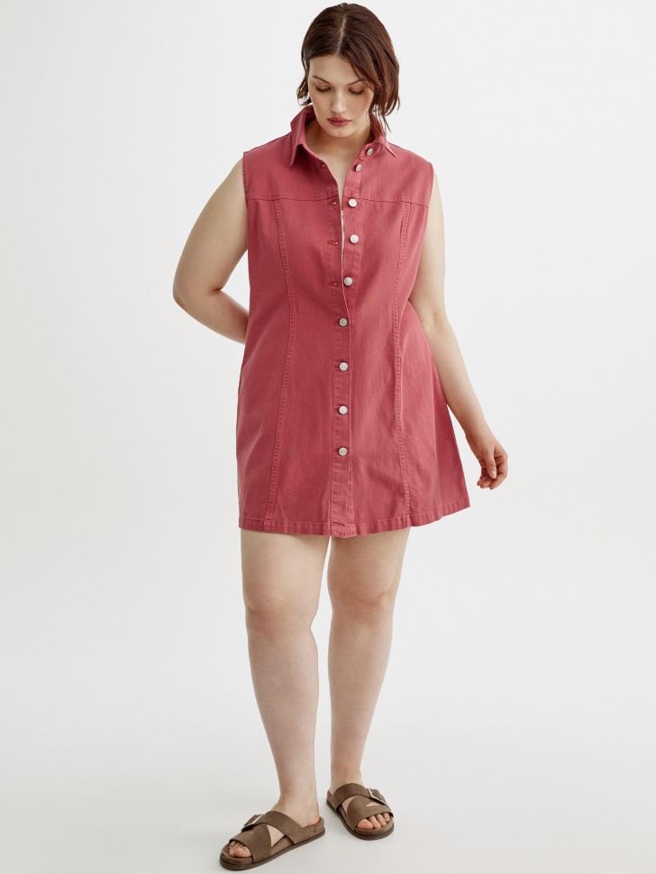 джинсовое мини-платье из хлопка спереди