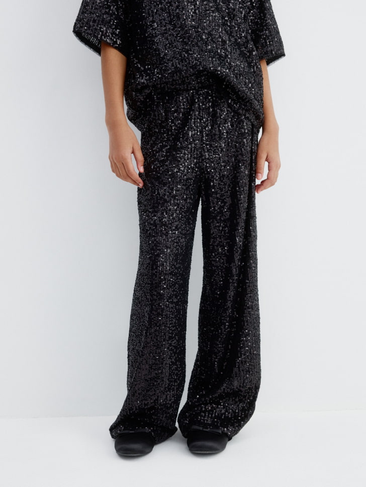 широкие брюки с пайетками для девочек 4610517026767 по акции