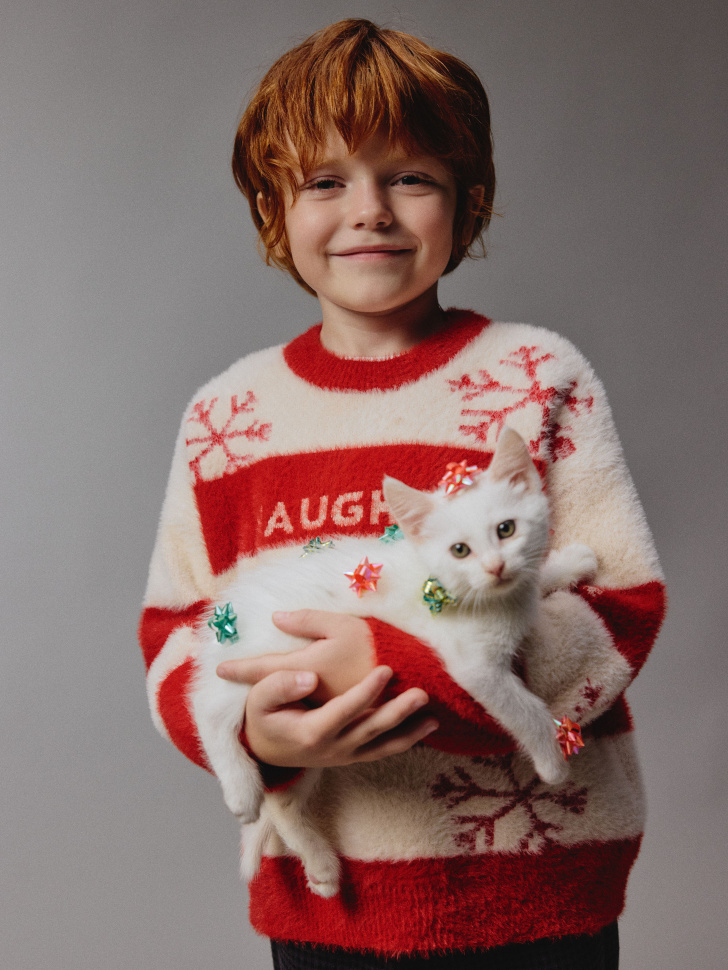 

Пушистый джемпер с принтом детский, SL5811060601