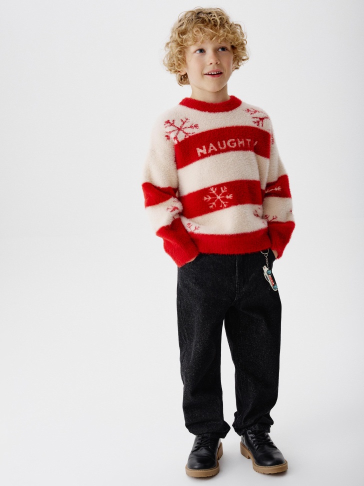 пушистый джемпер с принтом детский от бренда sela вид слева