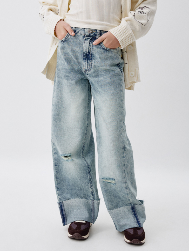 

Джинсы Wide Leg с подворотами для девочек, SL5808051406