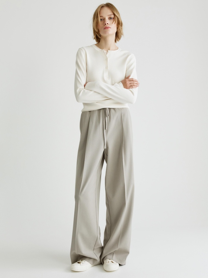 джемпер с планкой на пуговицах из вискозы спереди