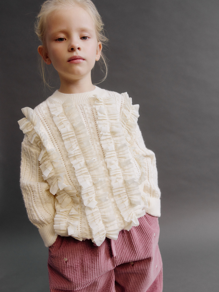 Вязаный джемпер с оборками для девочек, арт. 32083