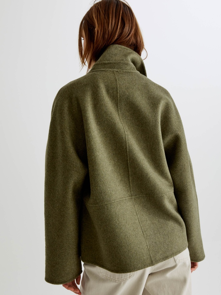 полупальто оверсайз на молнии из смесовой шерсти по цене 9999 руб вид справа