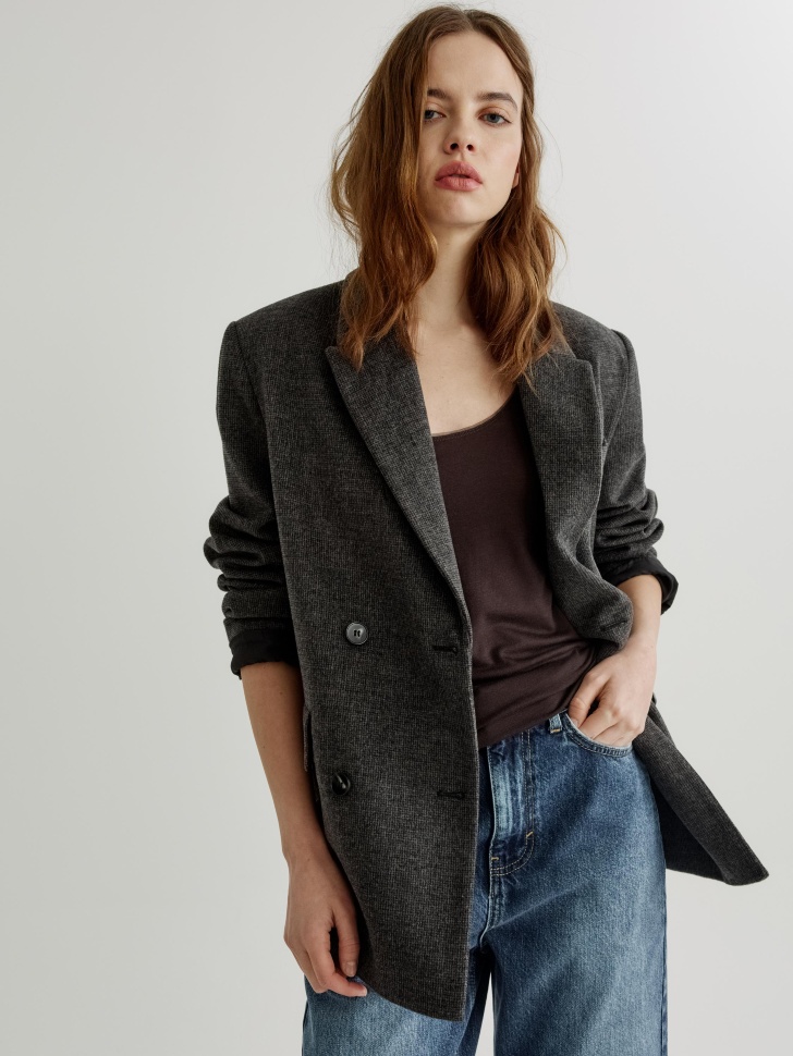 

Короткое двубортное пальто из смесовой шерсти, SL6803011102