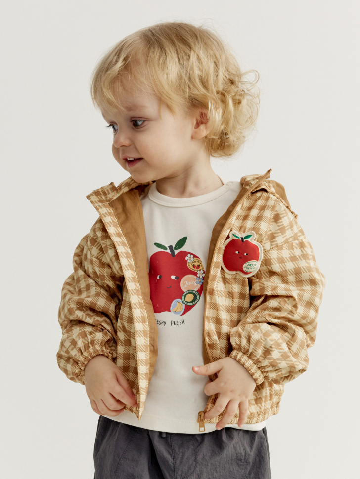 Ветровка Sela в клетку с аппликацией, бежевый, арт. 44306