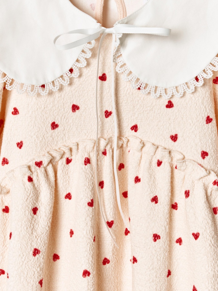 платье с нарядным воротником для девочек из хлопка спереди