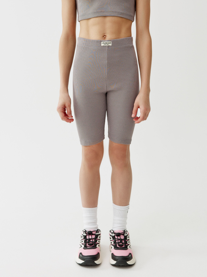 базовые велосипедки с патчем на поясе для девочек от бренда sela вид слева