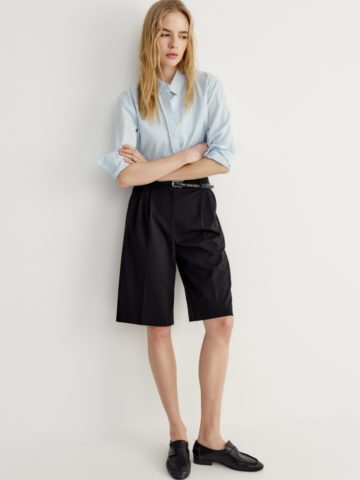 Костюмные шорты-бермуды SELA, черный, арт. 42953