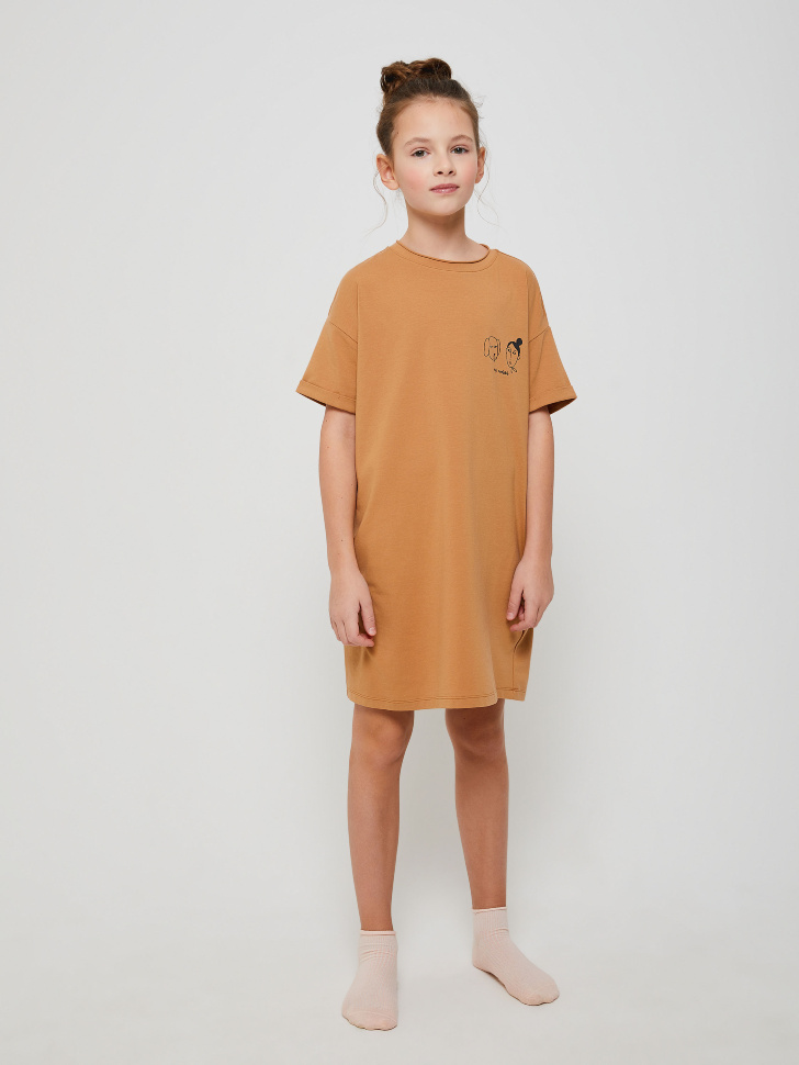 ночная сорочка для девочек (коричневый, 122-128 (8-9 YEARS)) sela 4603375451437 - фото 1
