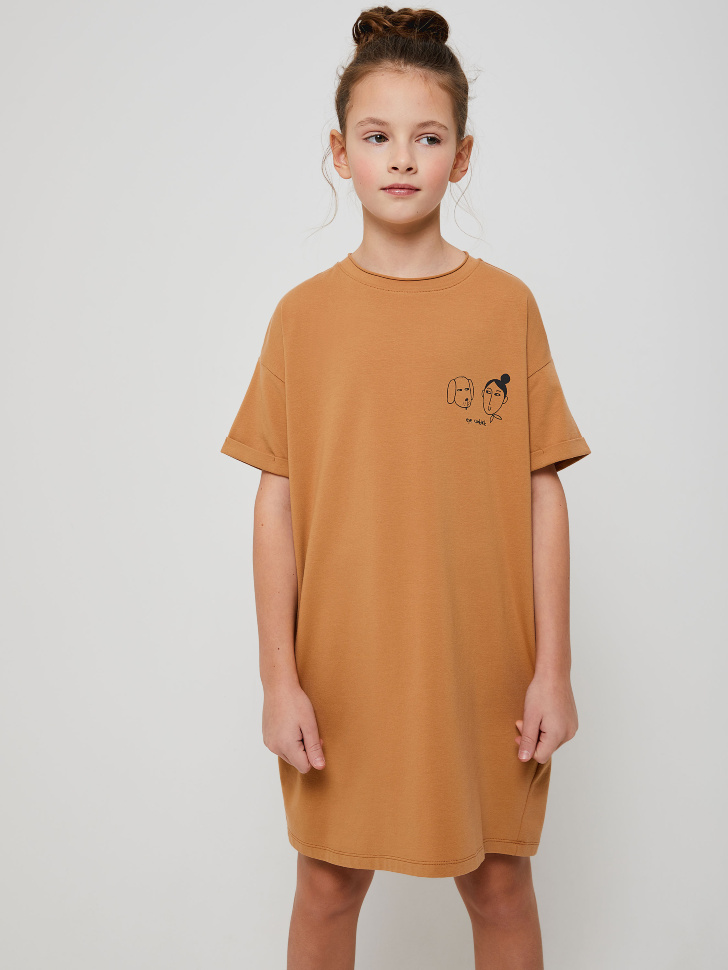ночная сорочка для девочек (коричневый, 122-128 (8-9 YEARS)) sela 4603375451437 - фото 2