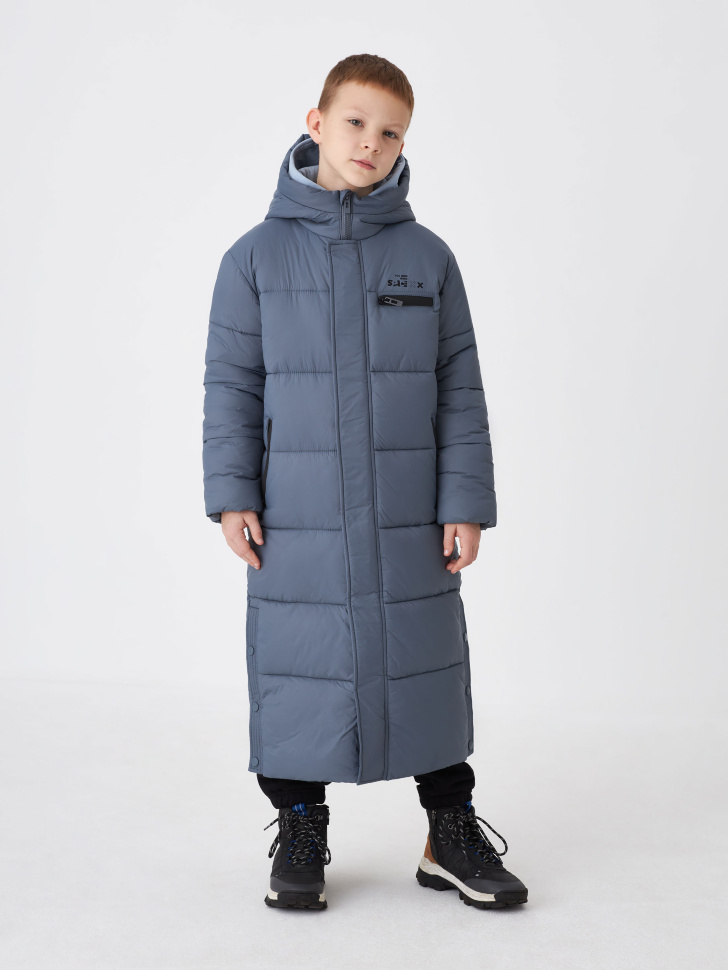 

Длинный стеганый пуховик для мальчиков, Серый
