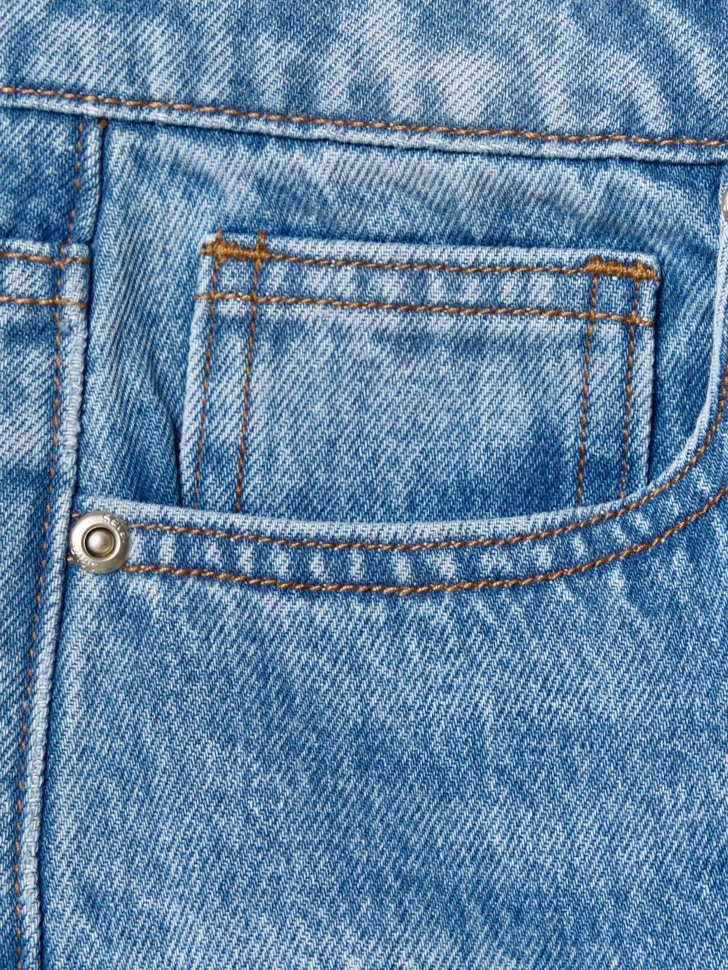 джинсовые шорты-бермуды с вышивкой для девочек из россии вид сбоку