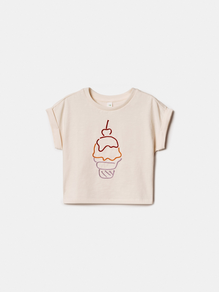 Футболка SELA с принтом мороженое, бежевый, арт. 52381