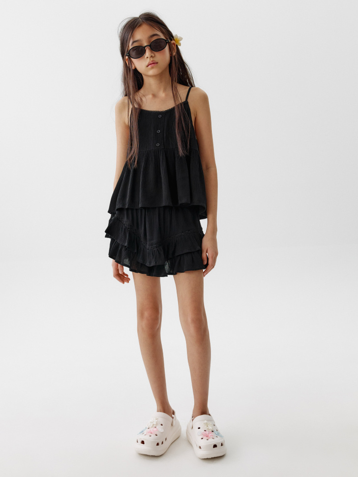 вискозный топ на бретелях для девочек от бренда sela вид слева