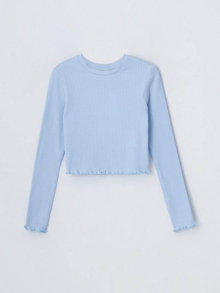 Лонгслив в полоску для девочек (голубой, 158)