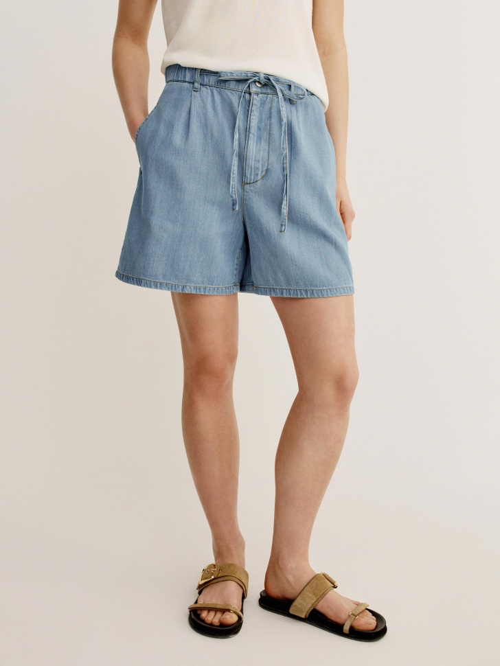 джинсовые шорты из смесового лиоцелла от бренда sela вид слева