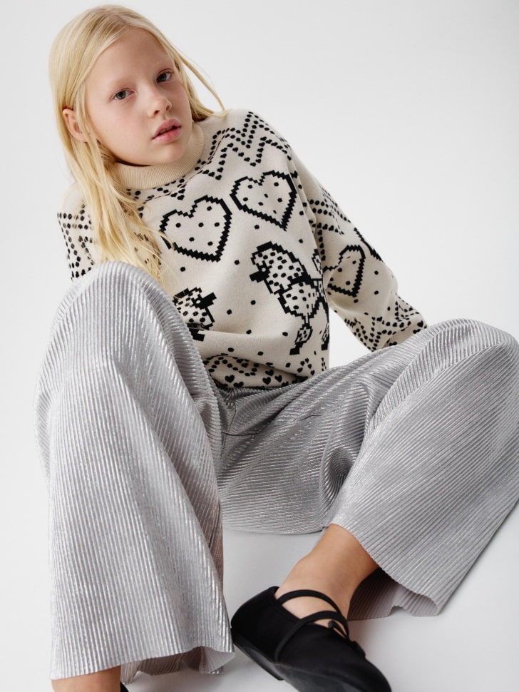 широкие плиссированные брюки для девочек 4680798763606 купить с доставкой