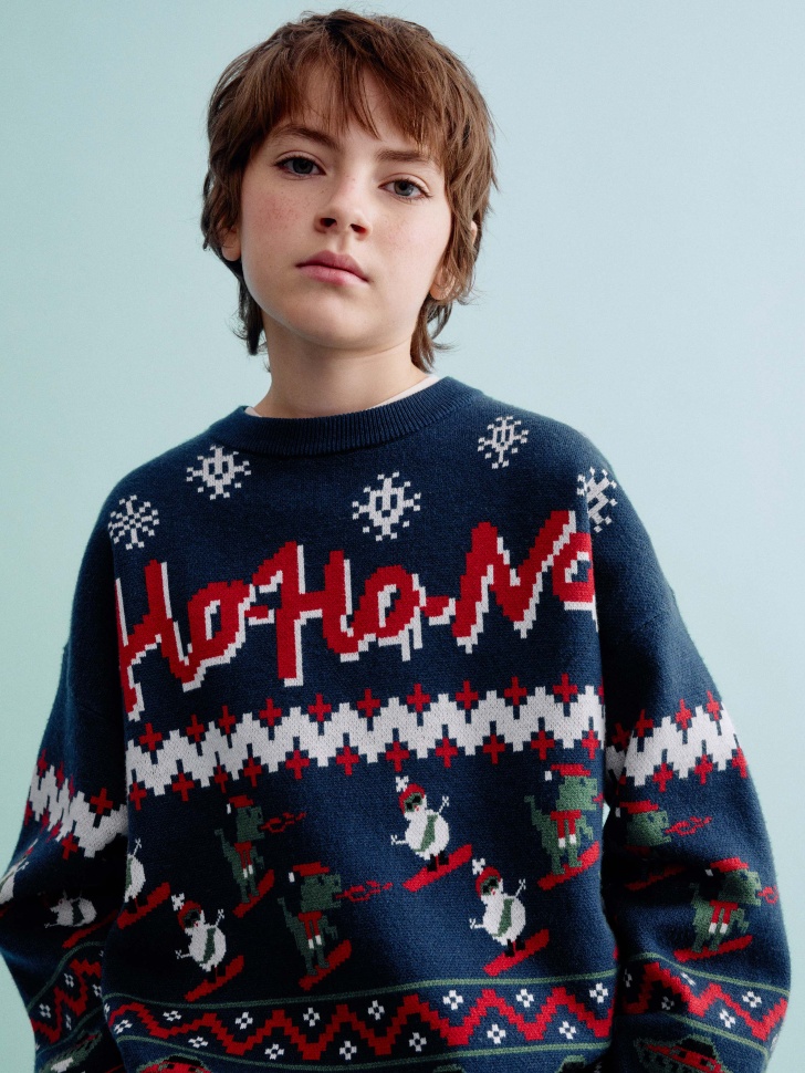 

Новогодний вязаный джемпер детский, SL5811070602