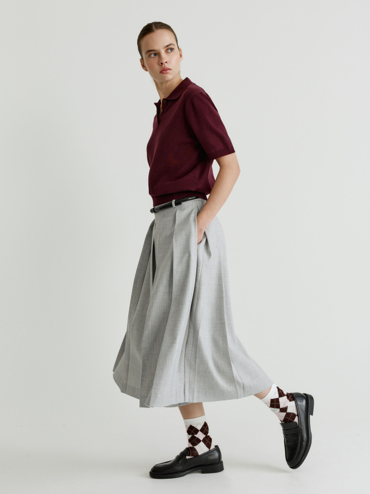 вязаный джемпер с воротником поло 4610517277688 по акции