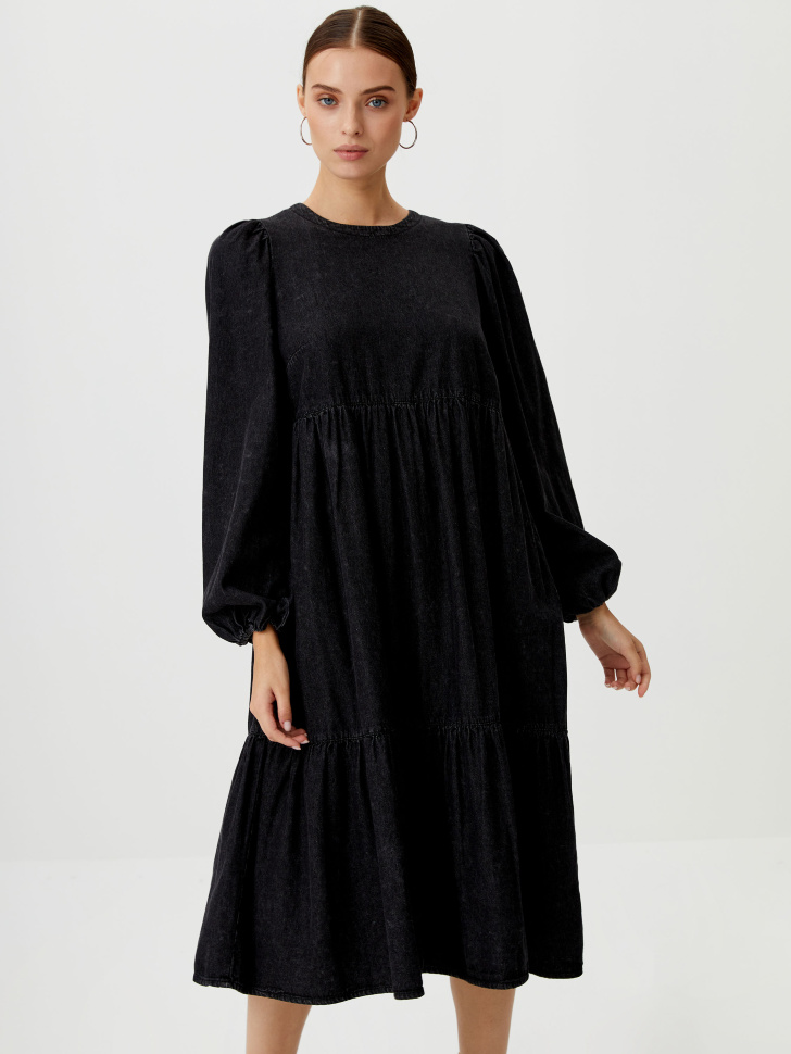 Джинсовое ярусное платье (черный, L) от Sela