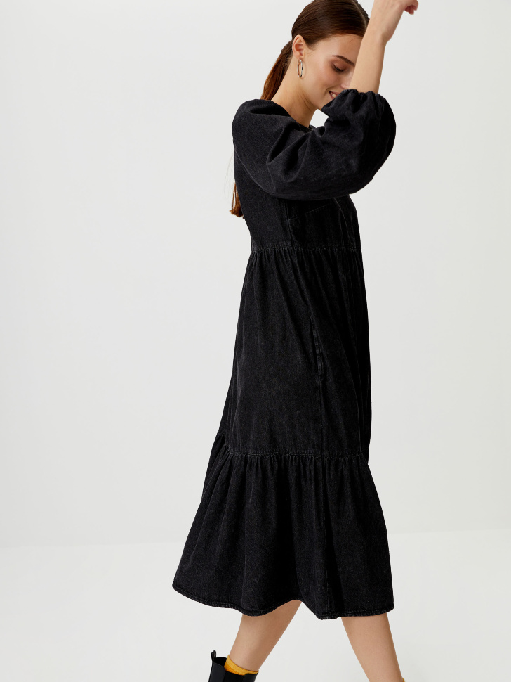 Джинсовое ярусное платье (черный, M) от Sela