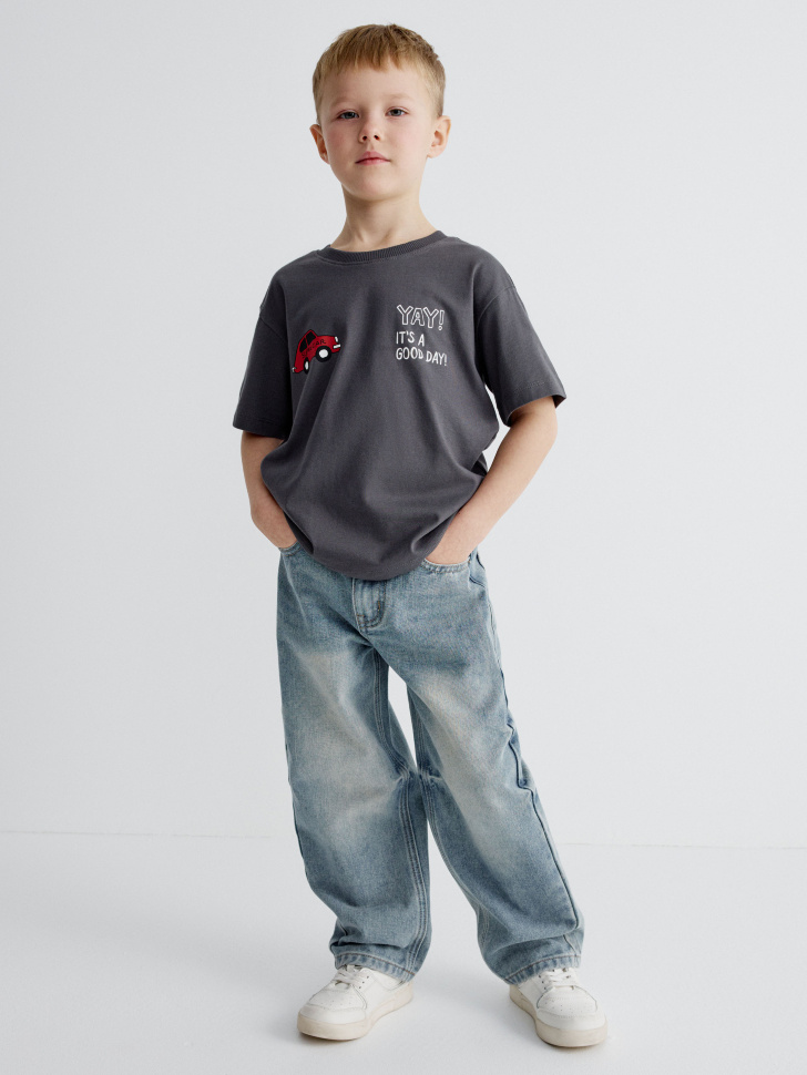 футболка оверсайз с принтом для мальчиков от бренда sela вид слева