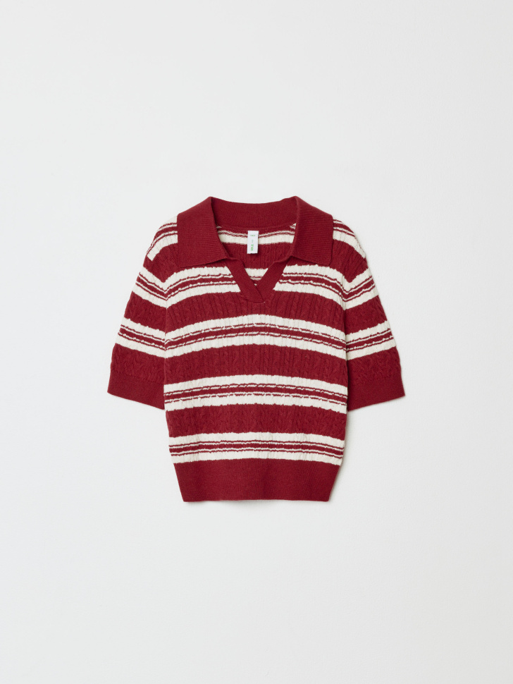 вязаное поло с вышивкой для девочек 4610517206626 с промокодом