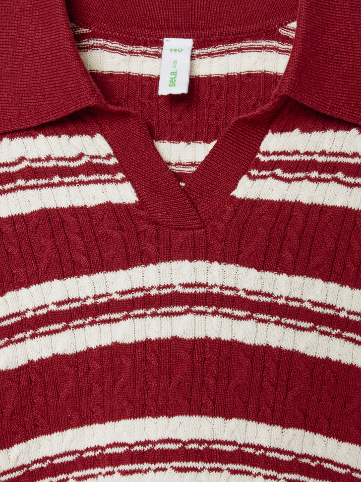 вязаное поло с вышивкой для девочек 4610517206626 по низкой цене