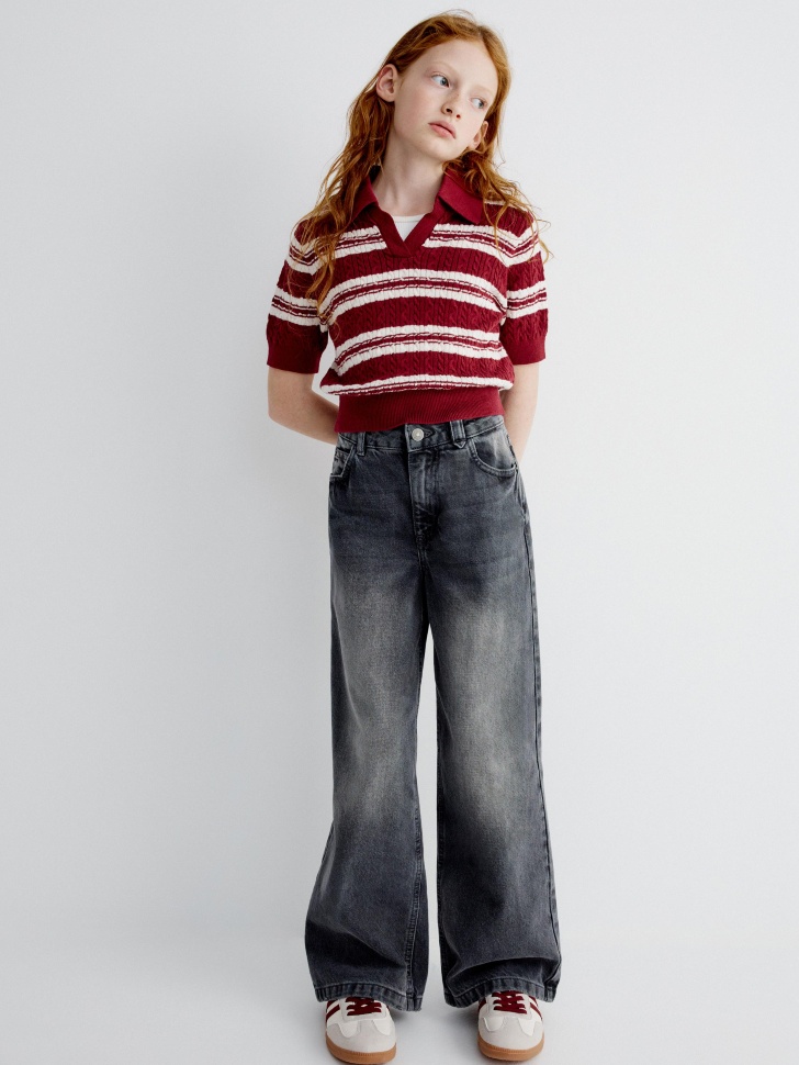 вязаное поло с вышивкой для девочек 4610517206626 по акции