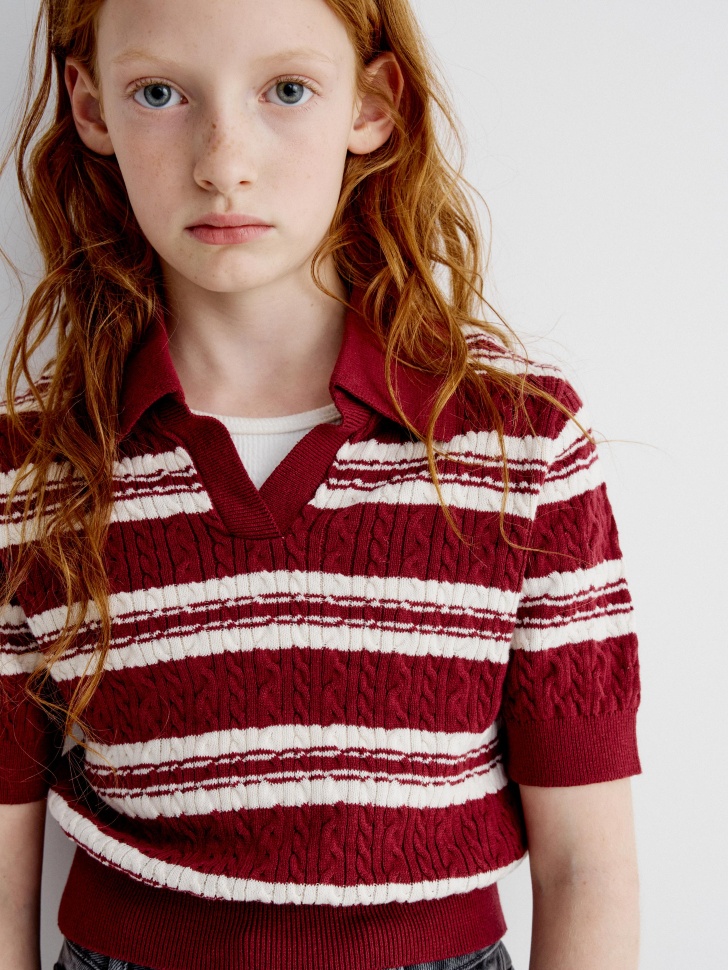 вязаное поло с вышивкой для девочек 4610517206626 в интернет магазине